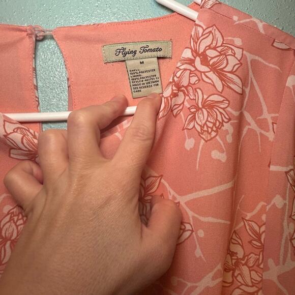 Women's Flying Tomato Pink White Floral Long Sleeve Dress M - Picture 4 of 8